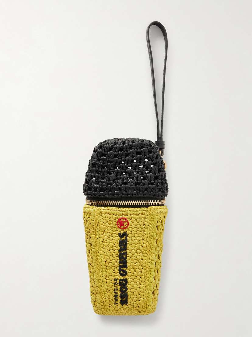 Anya Hindmarch Stabilo Leather-trimmed Raffia Bag Charm