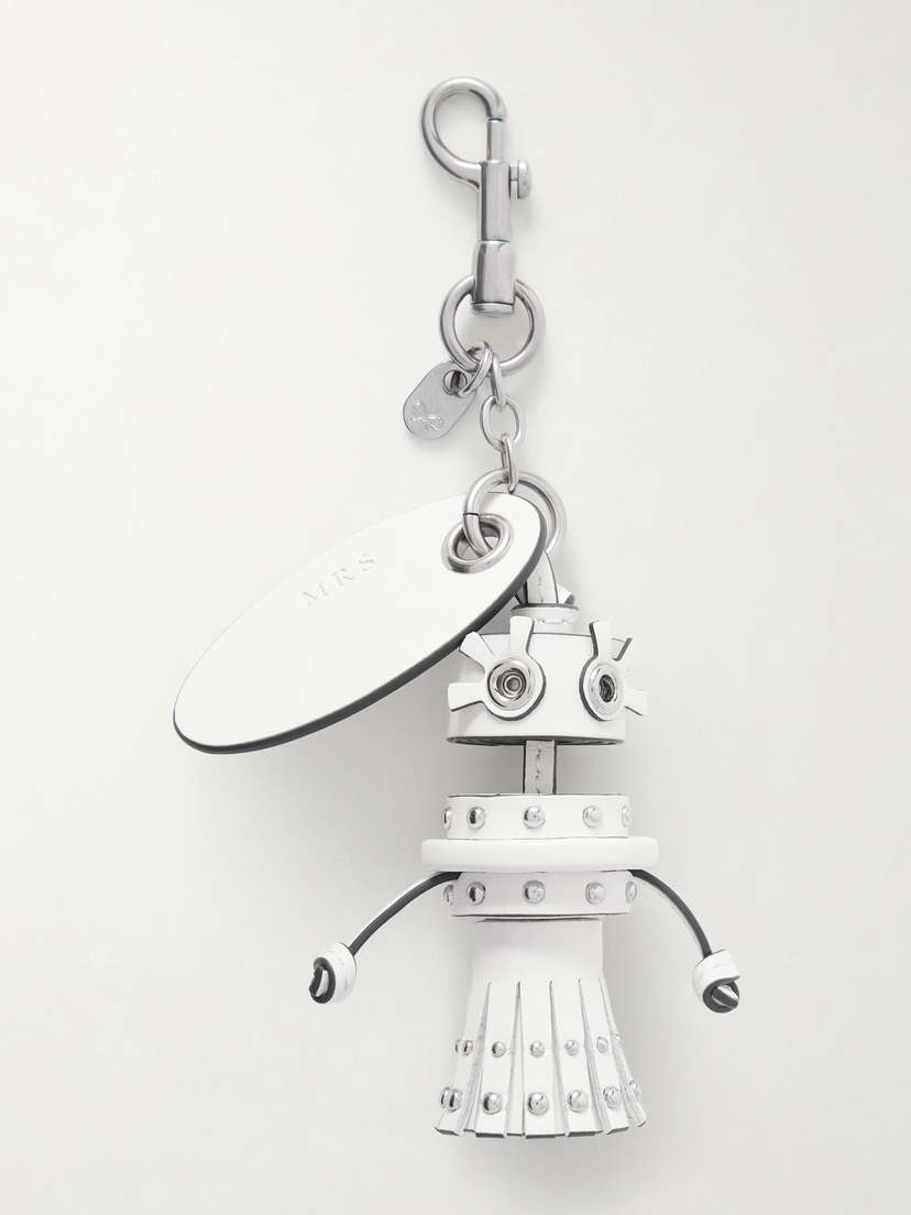Anya Hindmarch Bride Studded Silver-tone And Leather Bag Charm