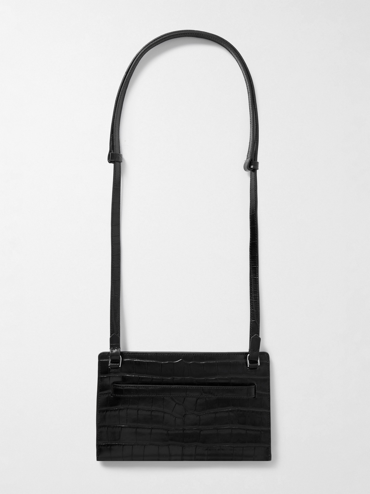 Totême Belted Croc-effect Leather Shoulder Bag In Black