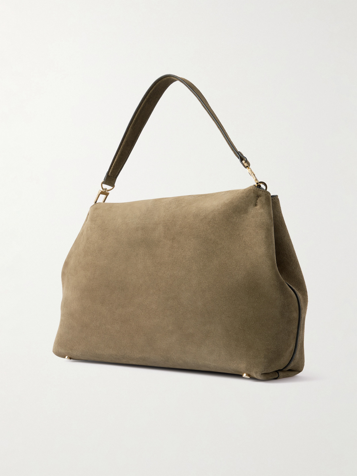 Totême T-lock Large Suede Shoulder Bag In Brown
