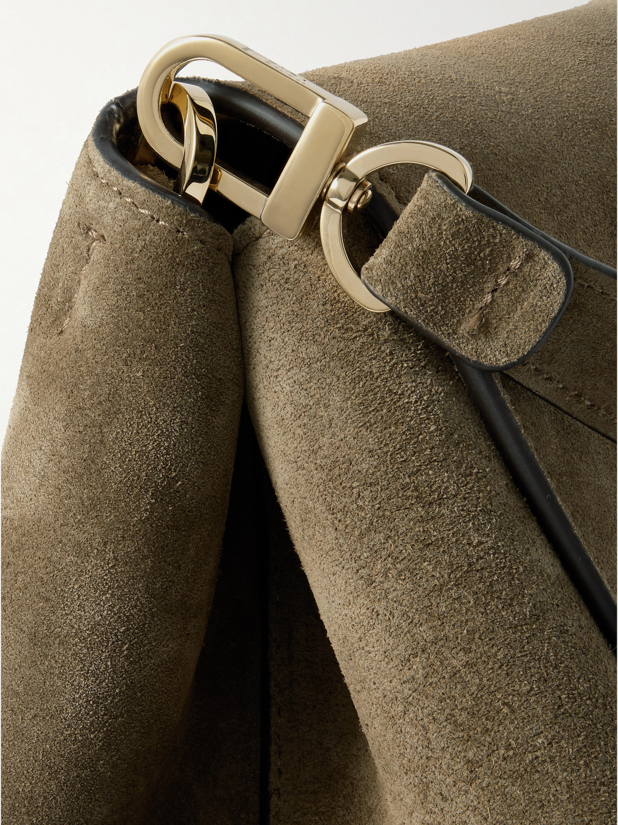 Totême T-lock Large Suede Shoulder Bag In Brown