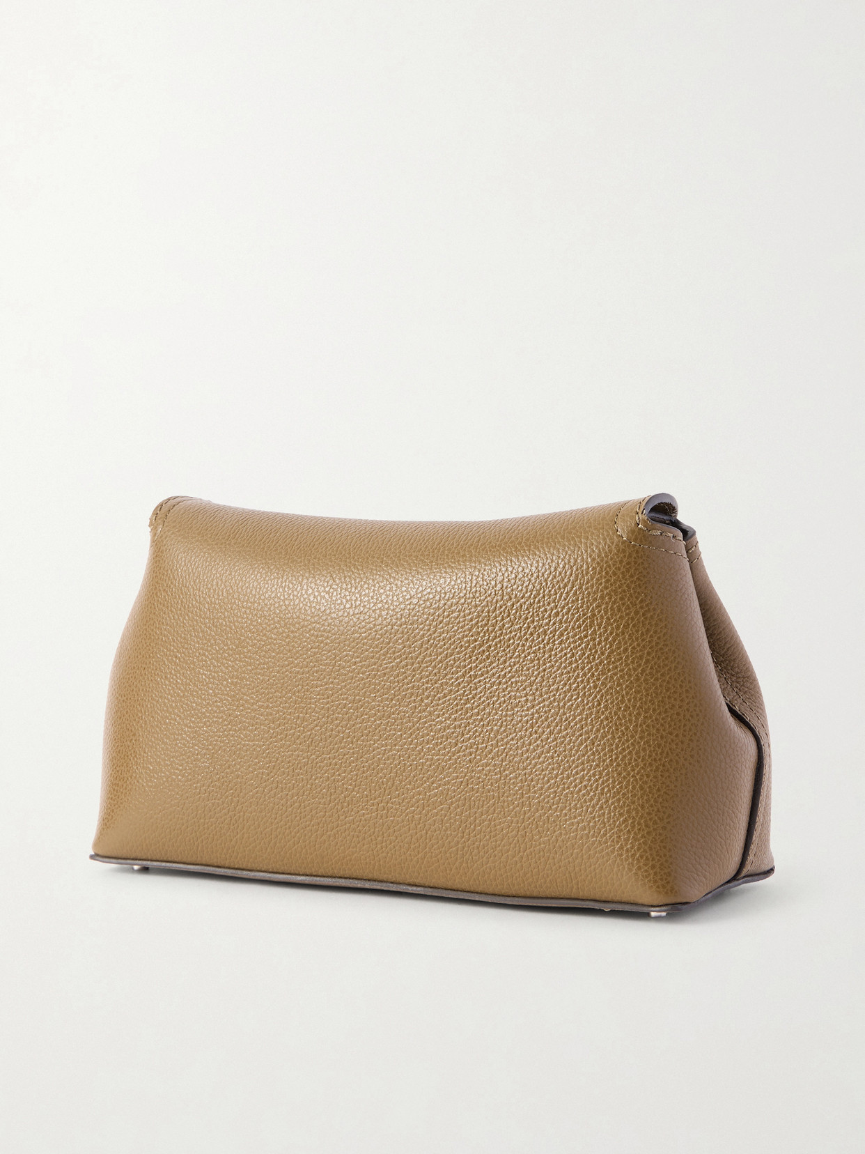 Totême T-lock Textured-leather Clutch In Brown