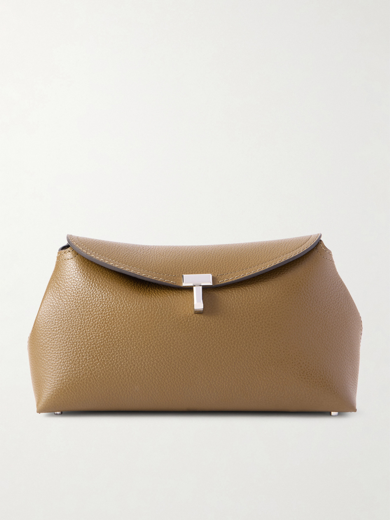 Totême T-lock Textured-leather Clutch In Brown