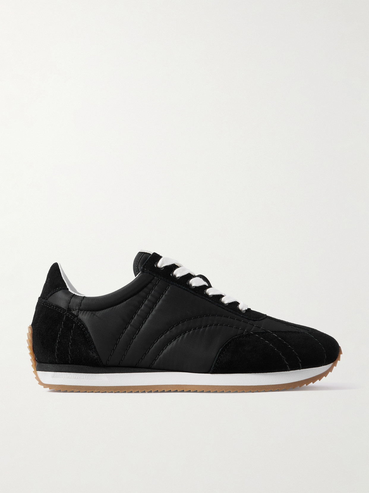 Totême Sport Suede-trimmed Shell Sneakers In Black