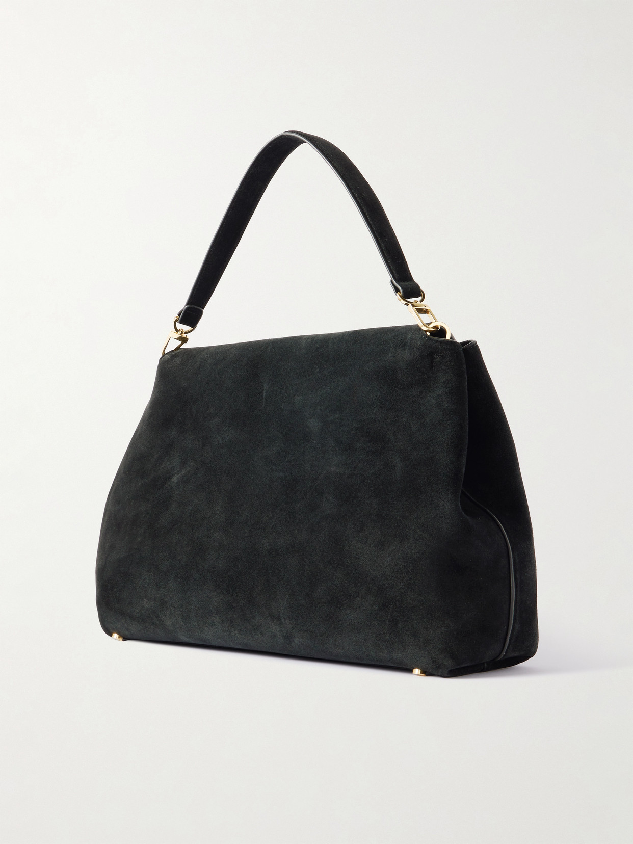 Totême T-lock Suede Shoulder Bag In Black