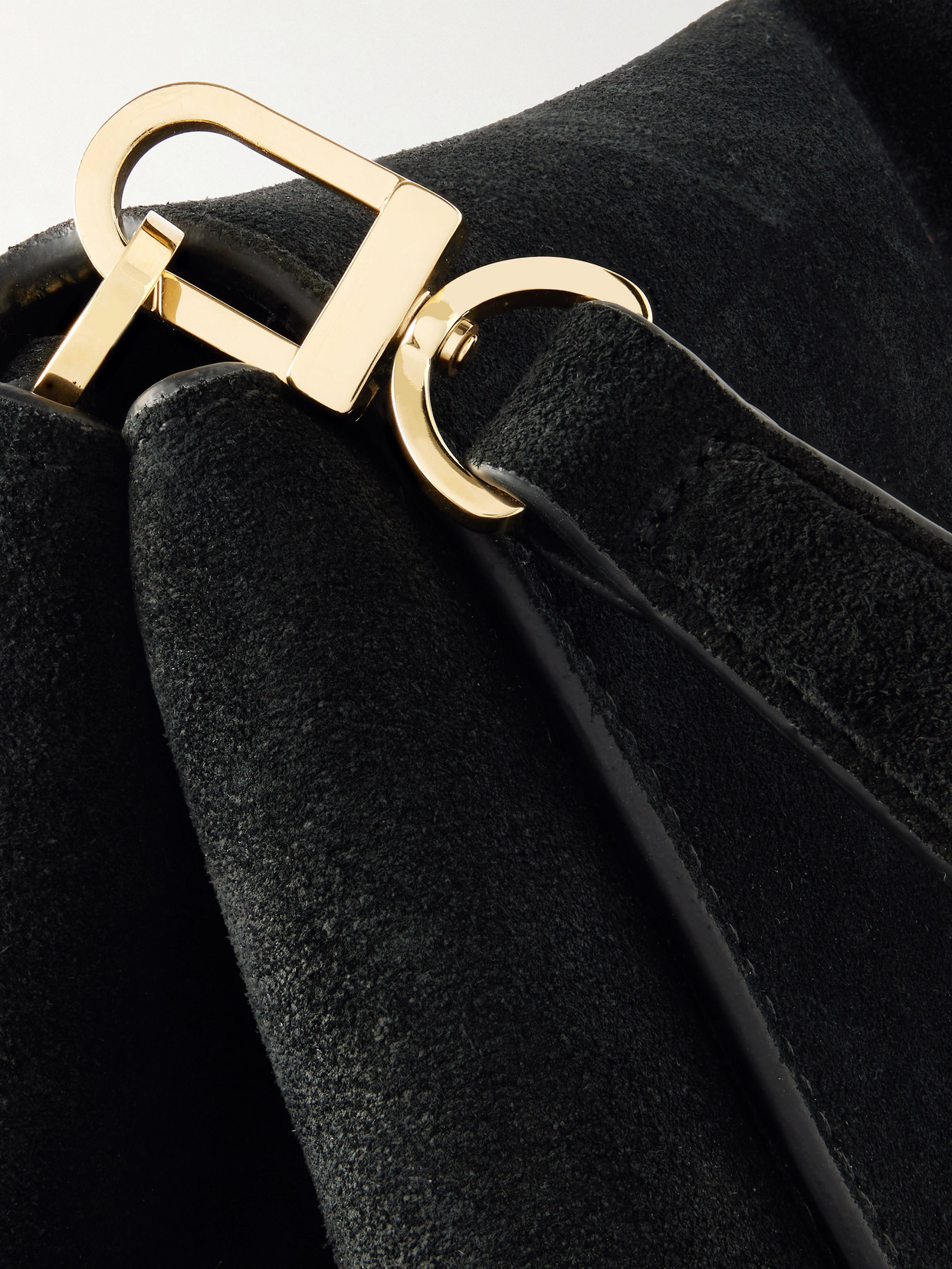 Totême T-lock Suede Shoulder Bag In Black