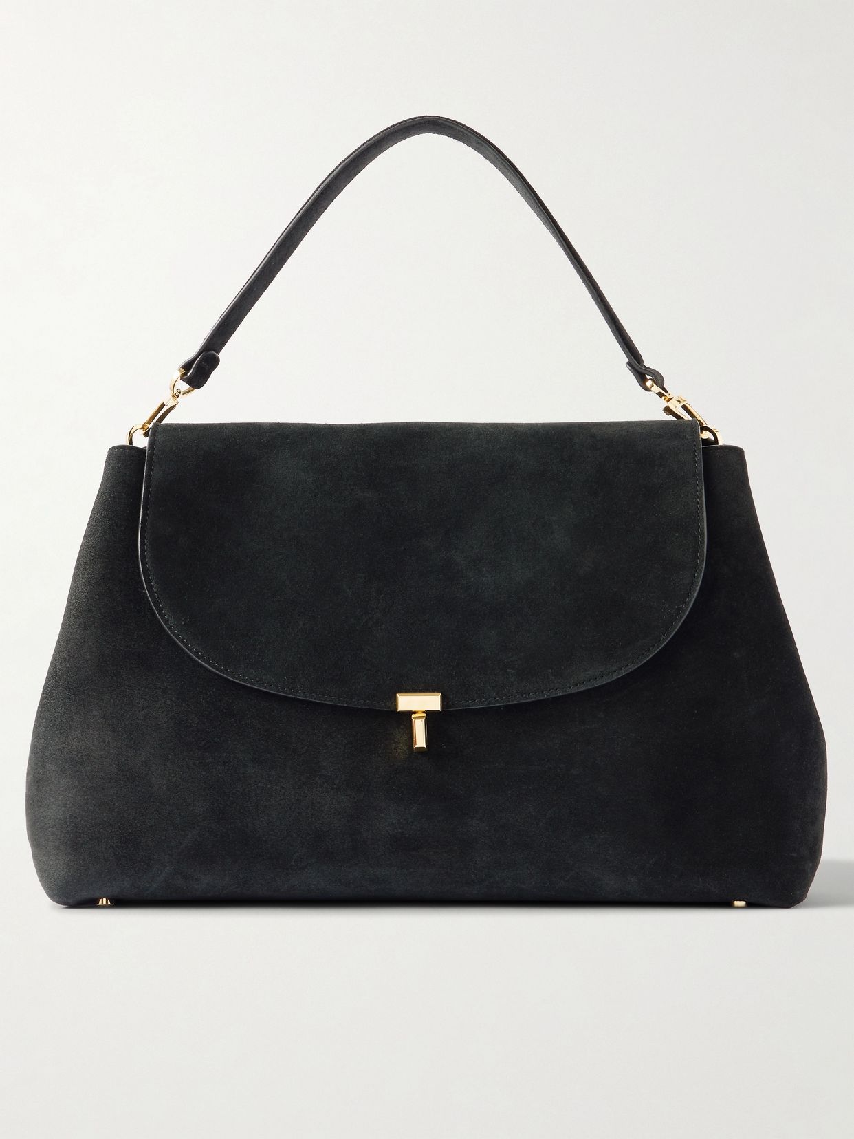 t lock suede shoulder bag