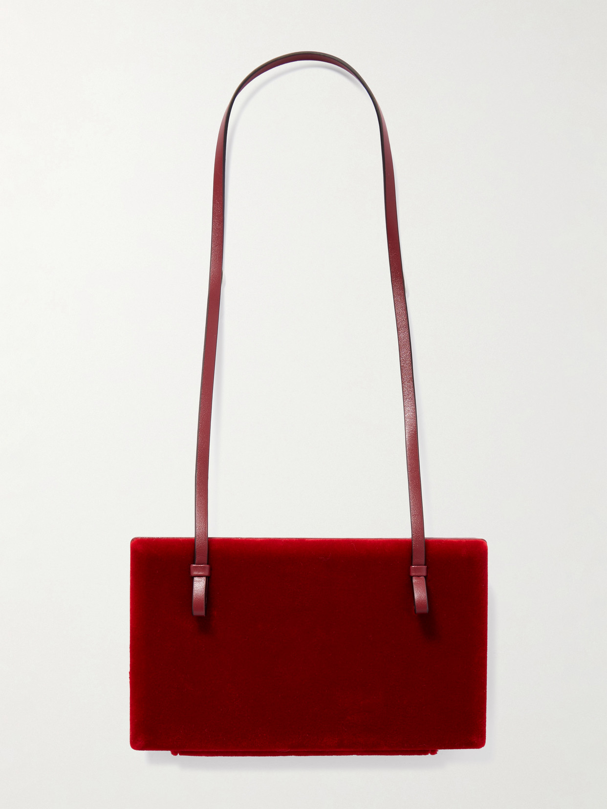Totême Cocktail Leather-trimmed Velvet Shoulder Bag In Red