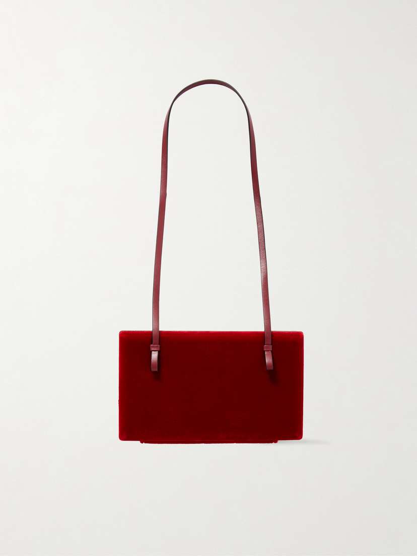 Toteme — Cocktail leather-trimmed velvet shoulder bag