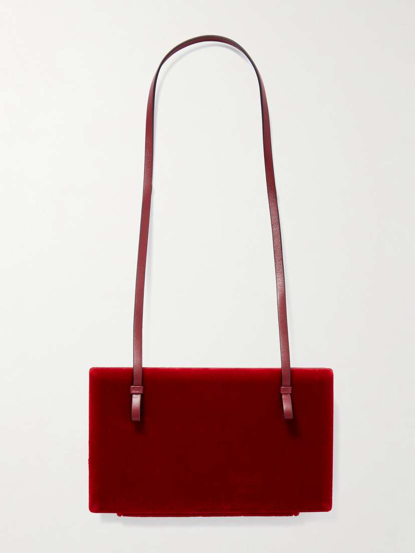 TOTEME Cocktail Leather-trimmed Velvet Shoulder Bag