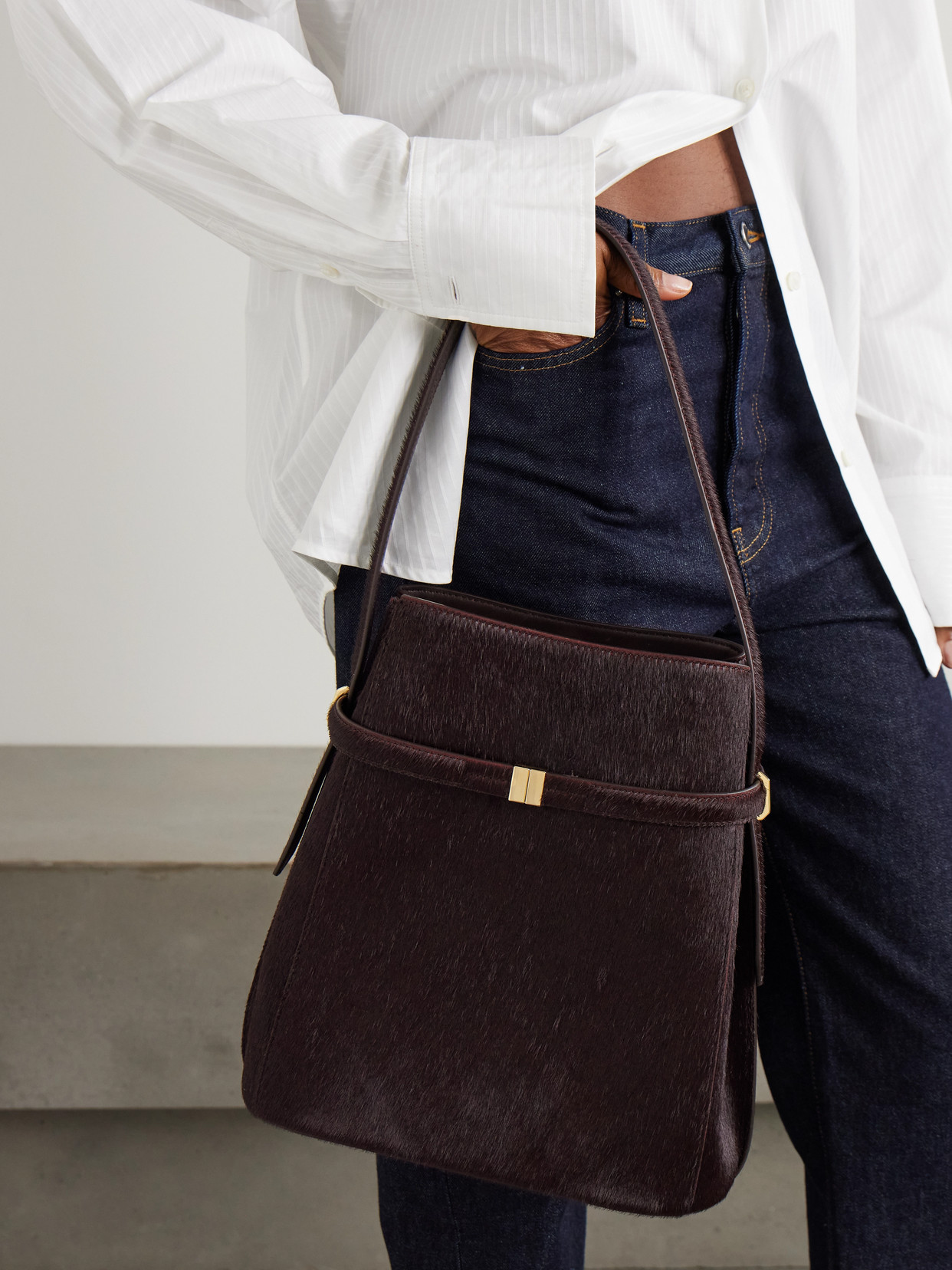 Belted Pony Hair Tote