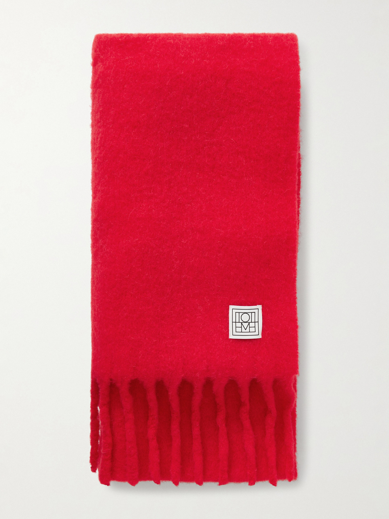 Totême Fuzzy Fringed Alpaca-blend Scarf In Red
