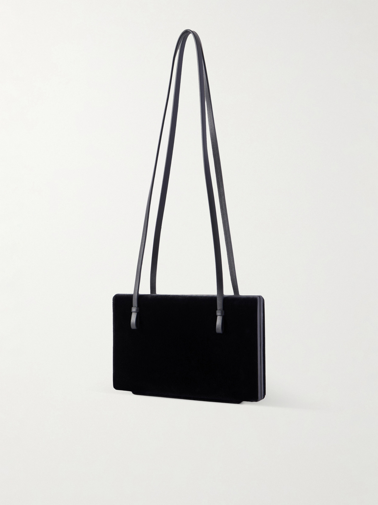 Leather-Trimmed Velvet Shoulder Bag
