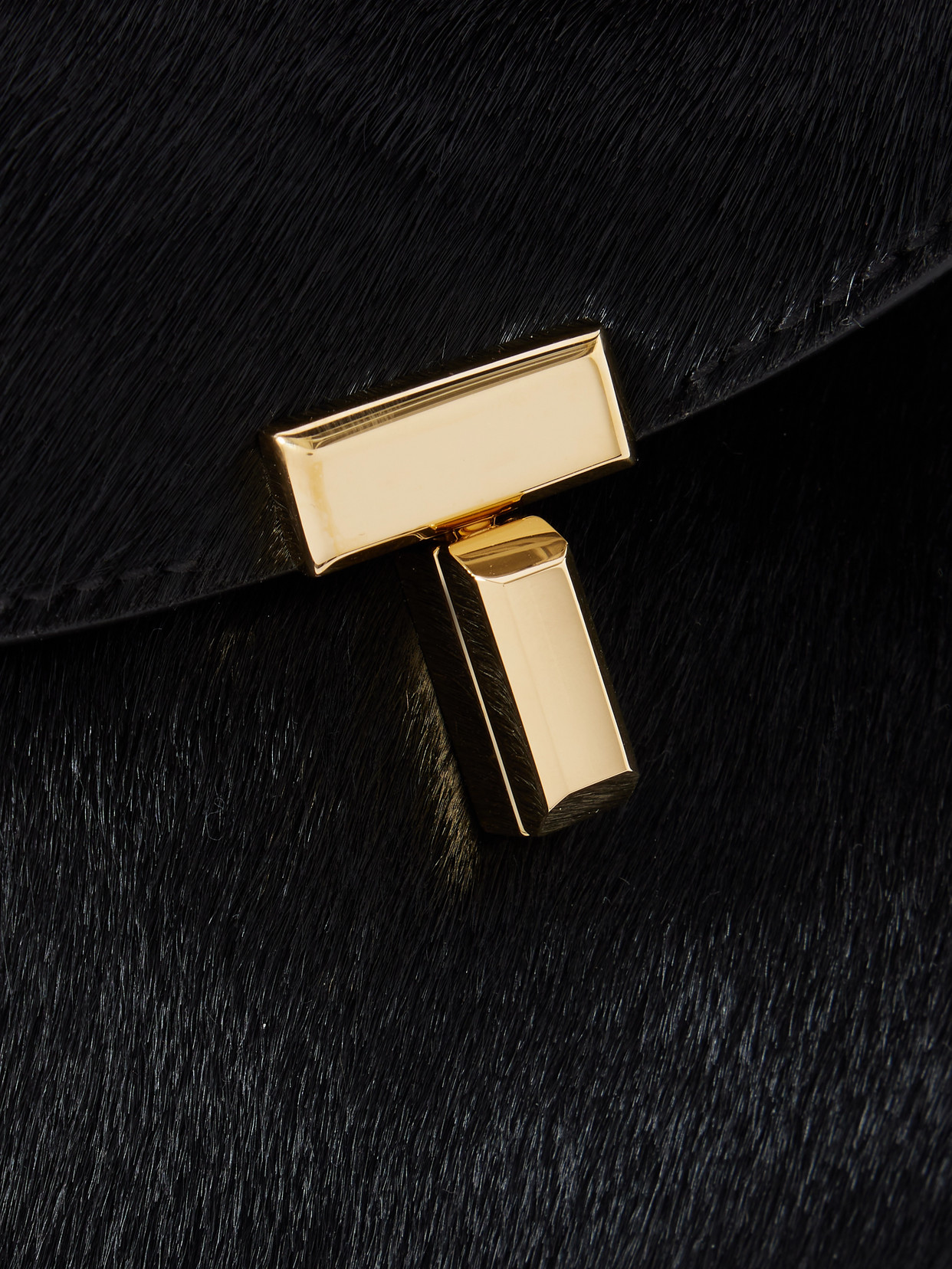 T-Lock Leather-Trimmed Pony Shoulder Bag
