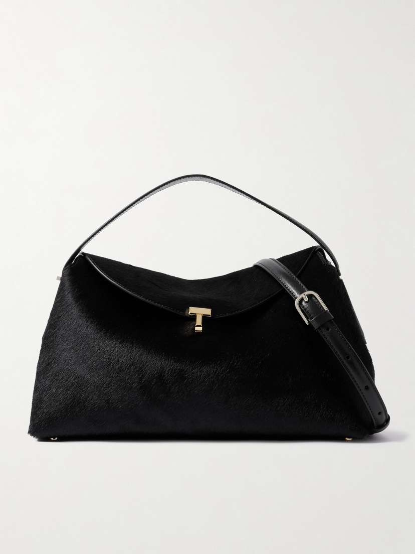 TOTEME T-lock Leather-trimmed Pony Hair Shoulder Bag
