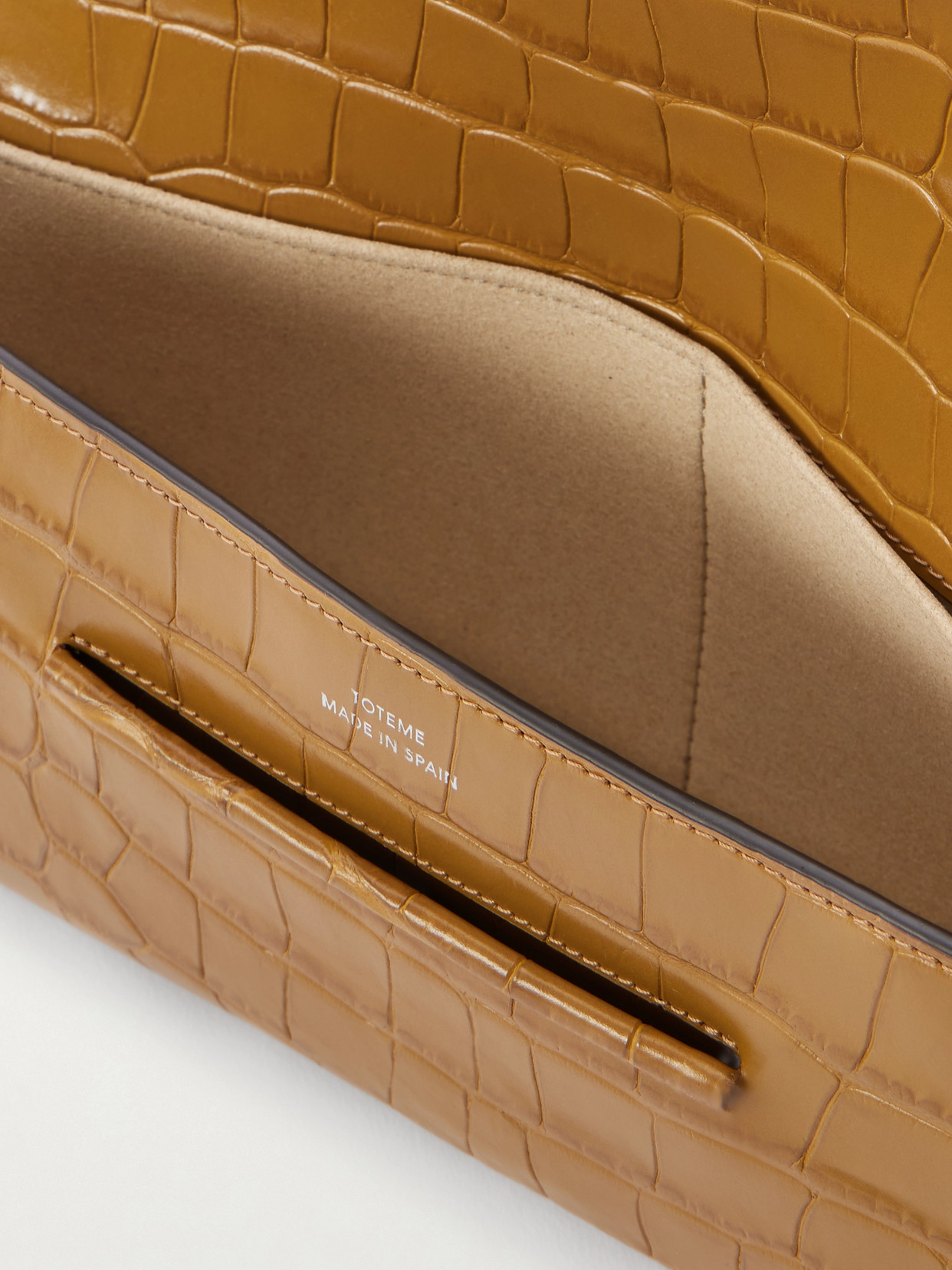 Totême Croc-effect Leather Clutch In Neutral