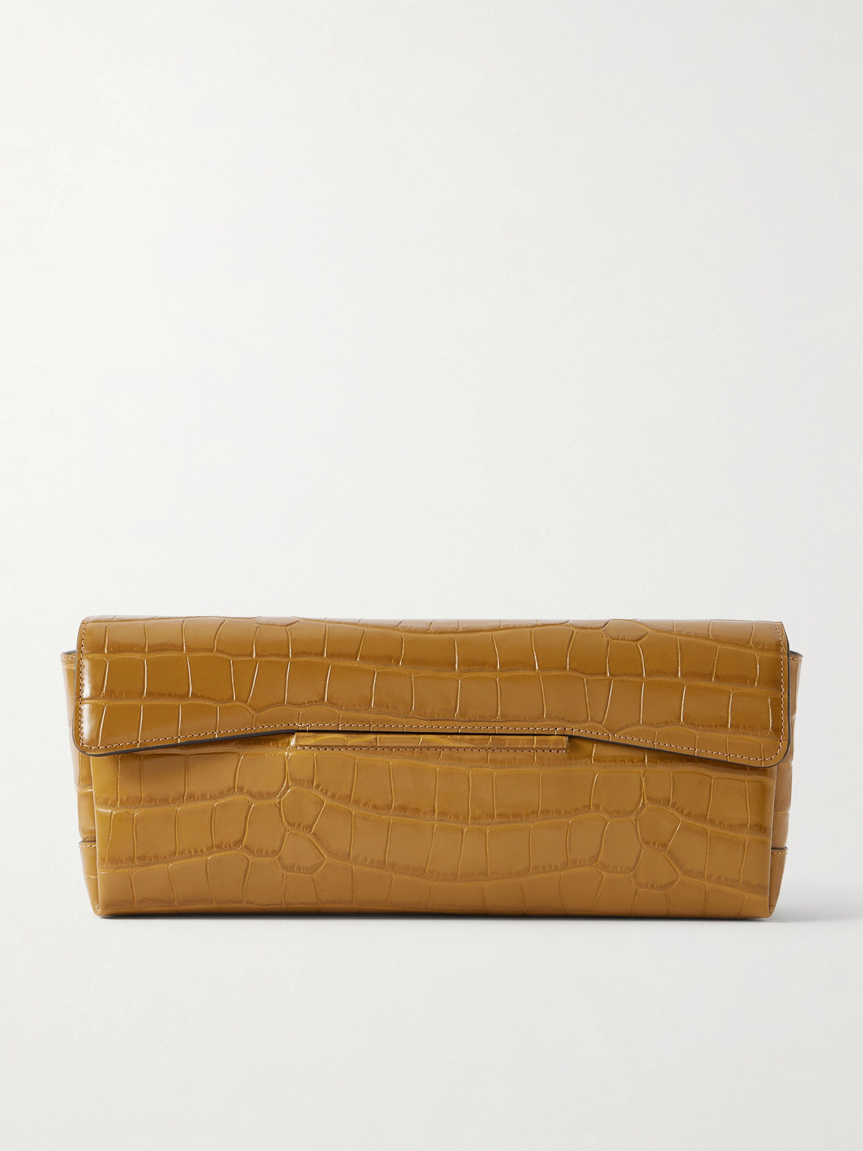 Totême Croc-effect Leather Clutch In Neutral