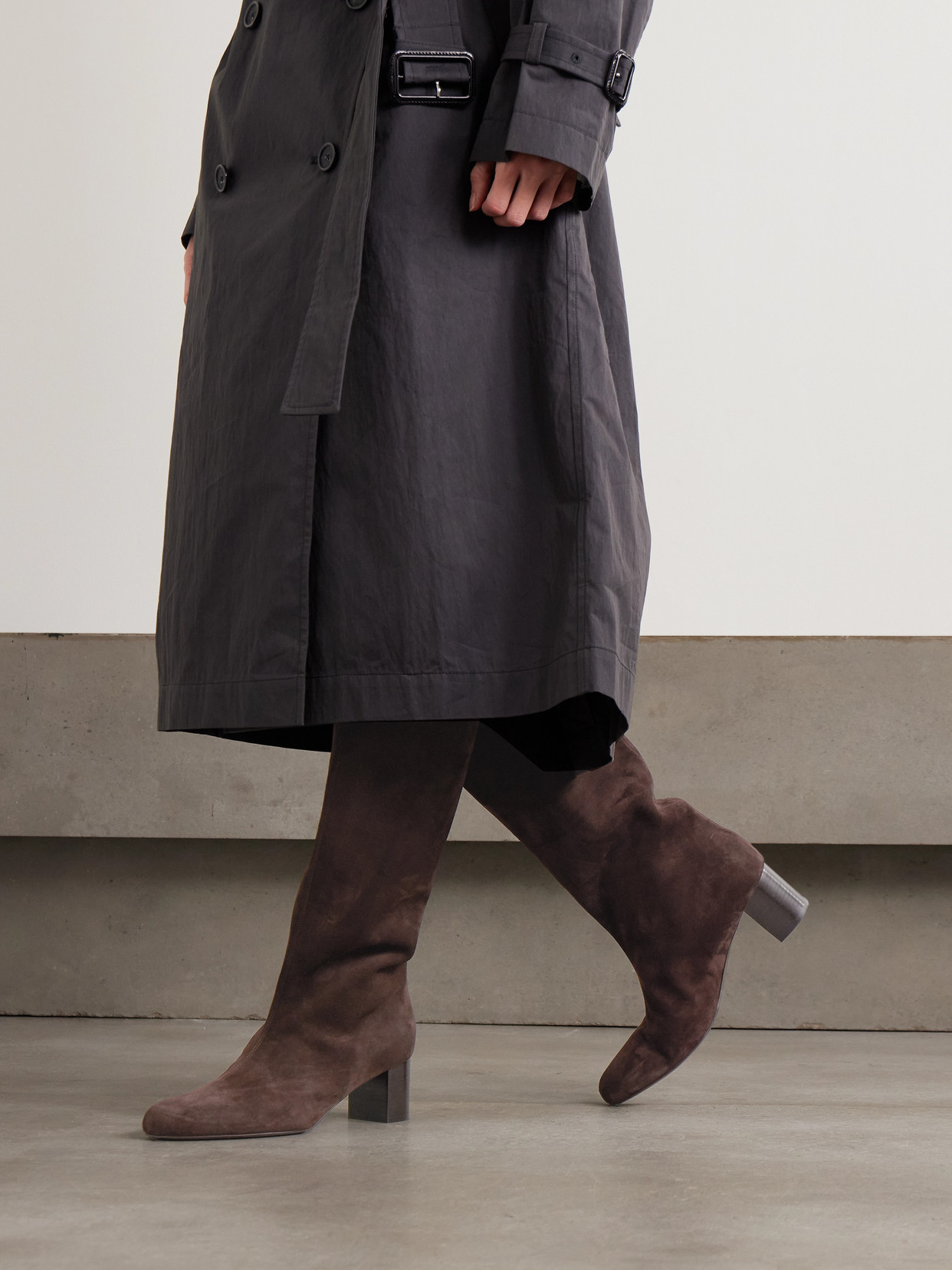 Totême Downtown Suede Boots In Animal Print