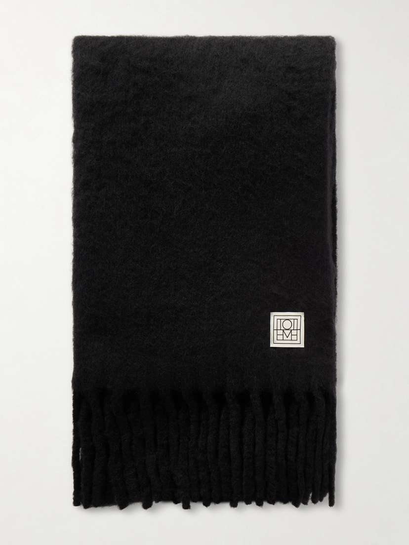 Toteme — Fringed appliquéd brushed alpaca-blend scarf