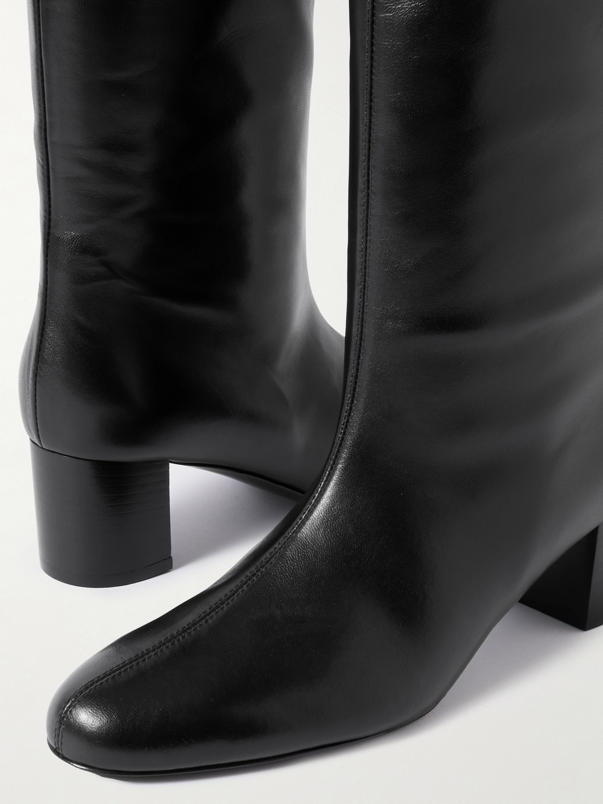 Totême Downtown Leather Knee Boots In Black
