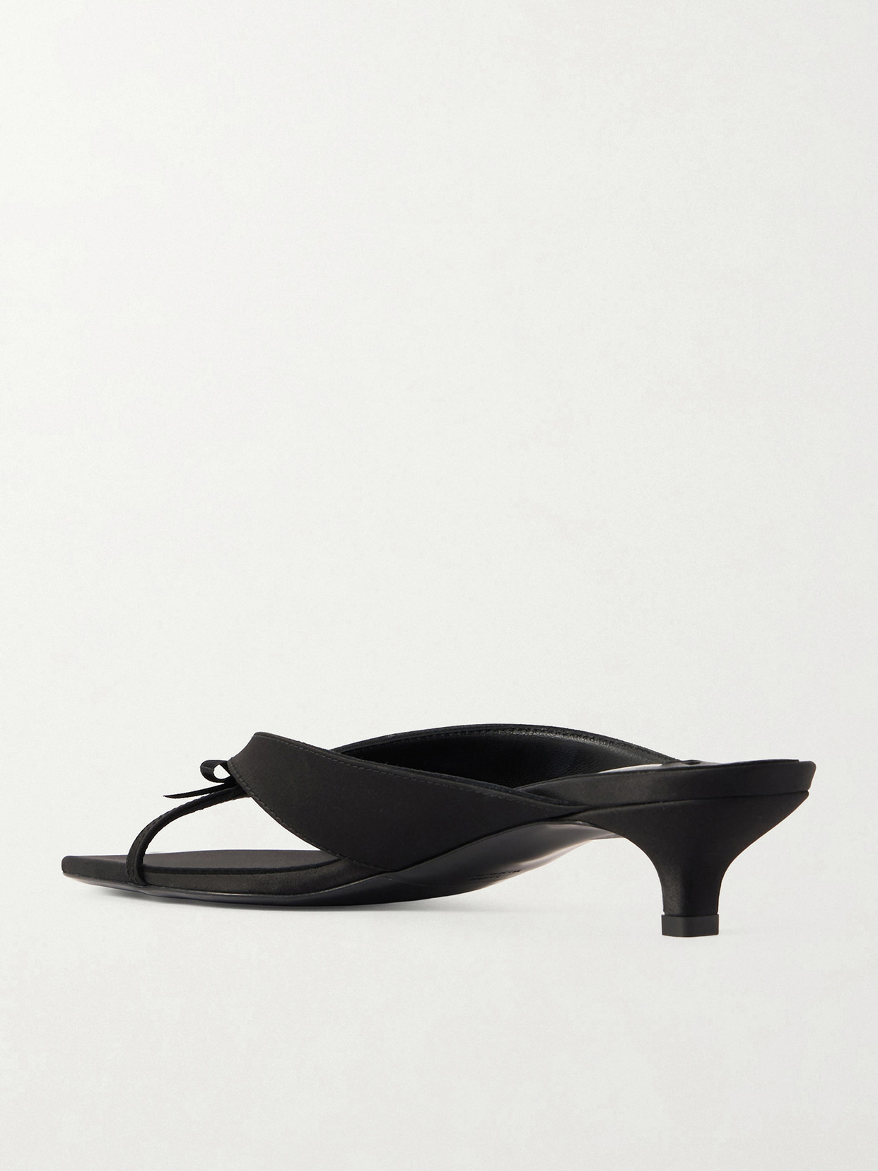 Totême Bow Satin Sandals Black