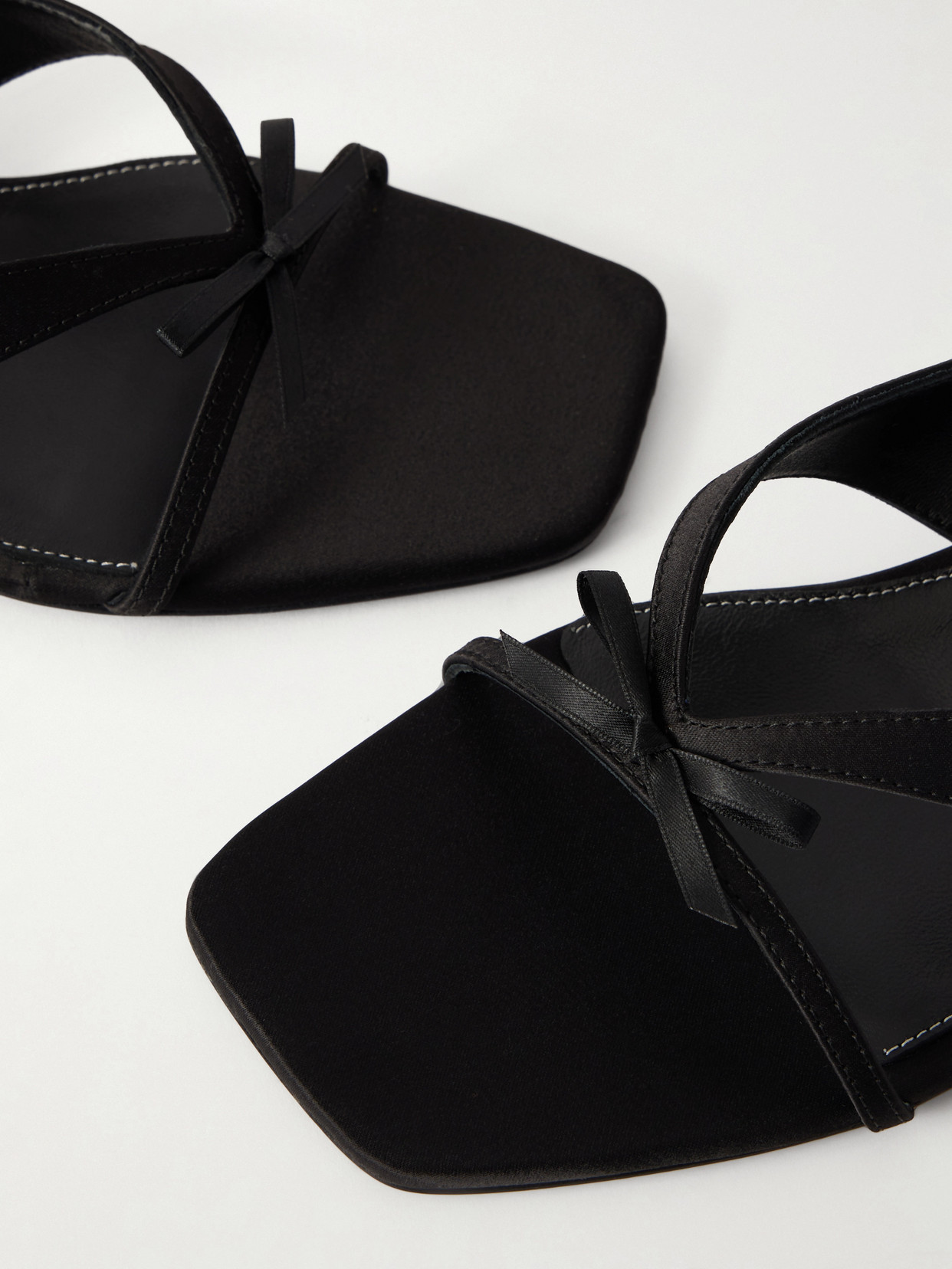 Totême Bow Satin Sandals Black