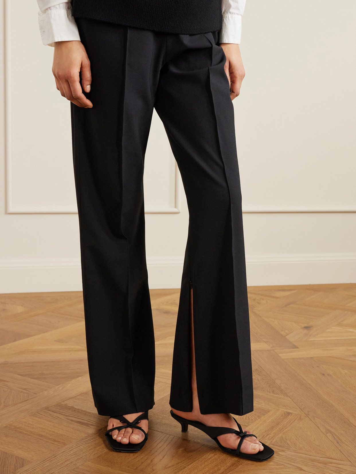 Totême Bow Satin Sandals Black