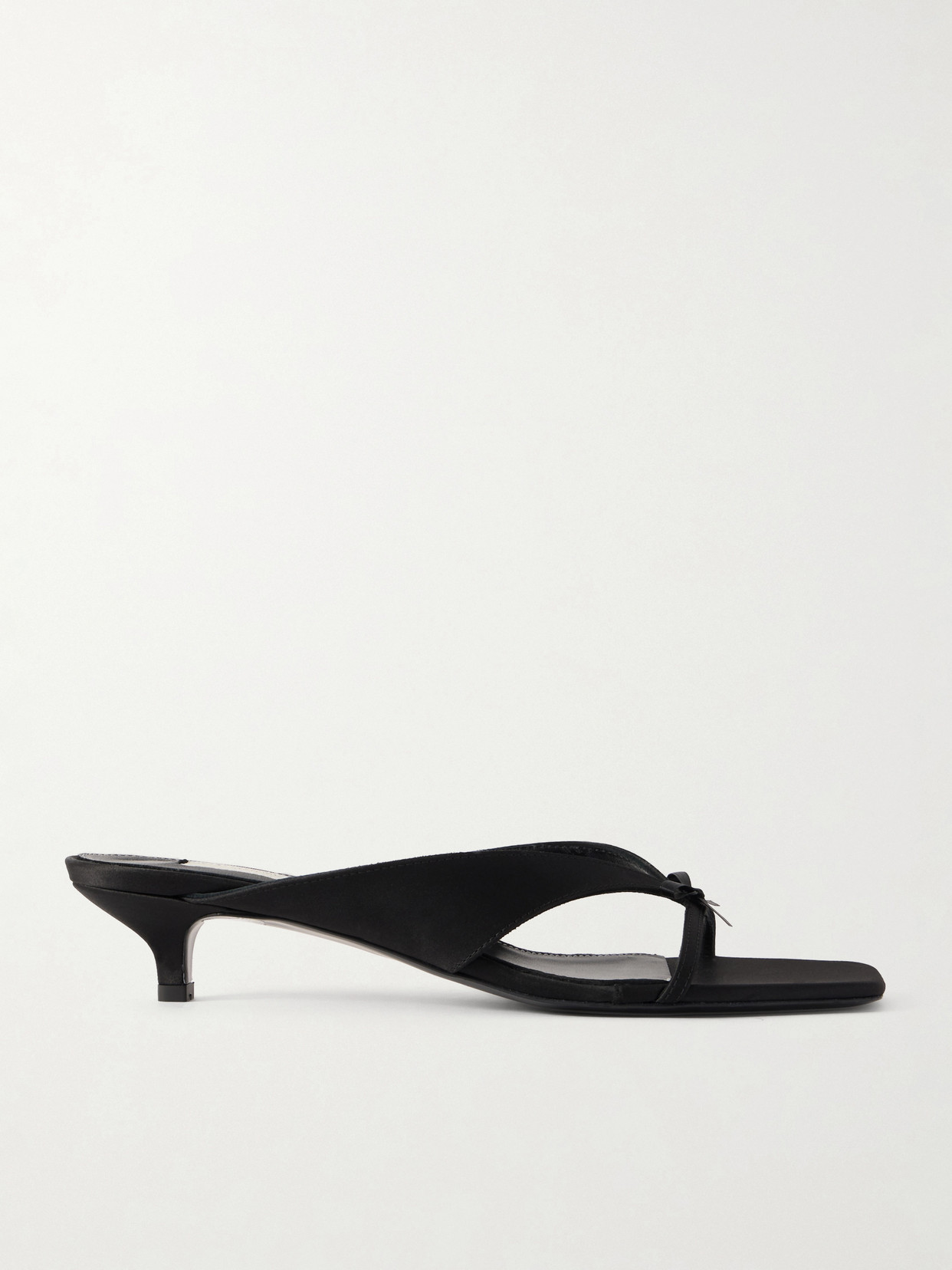 Totême Bow Satin Sandals Black