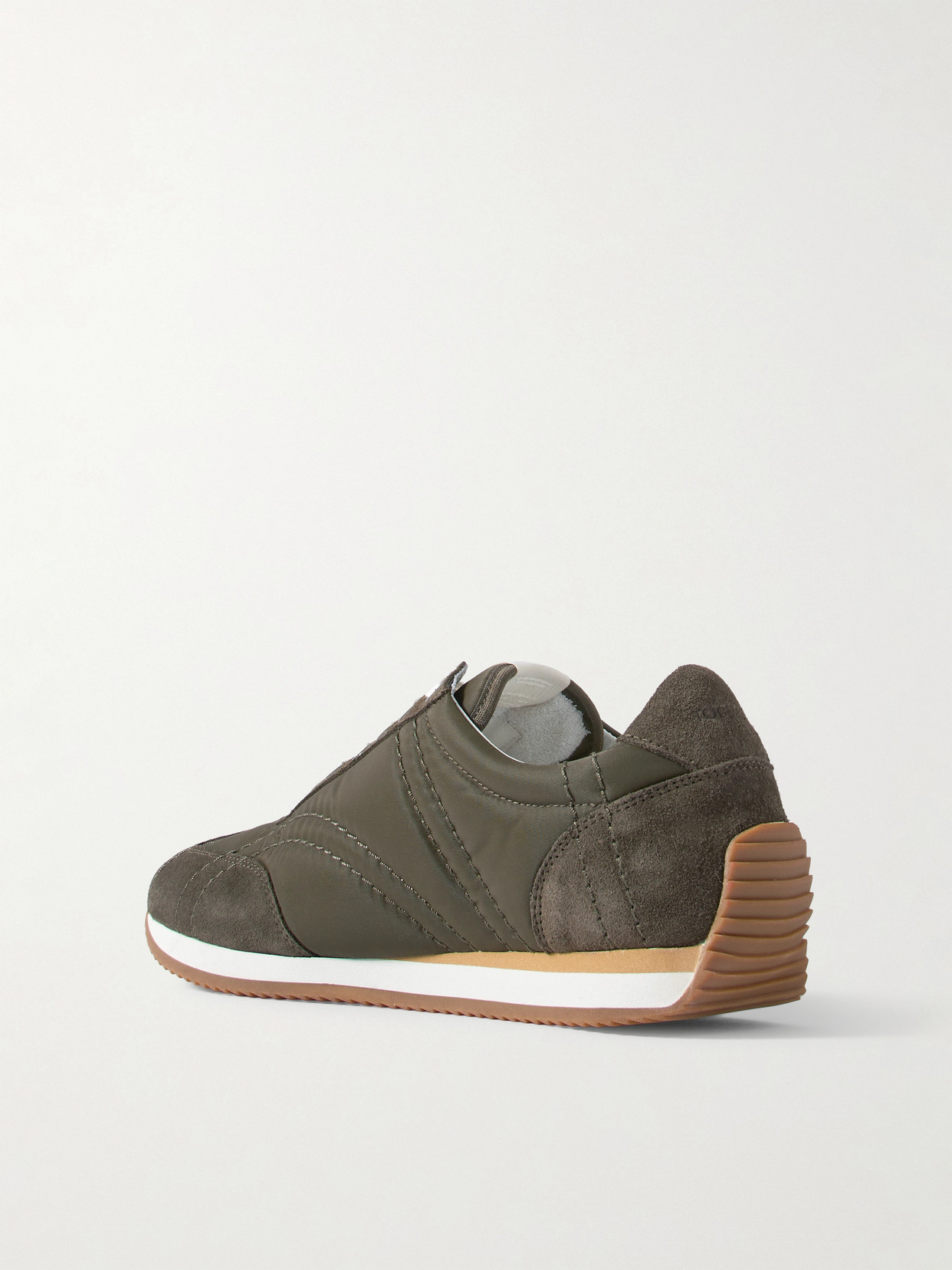 Totême The Sport Suede And Twill Sneakers In Green