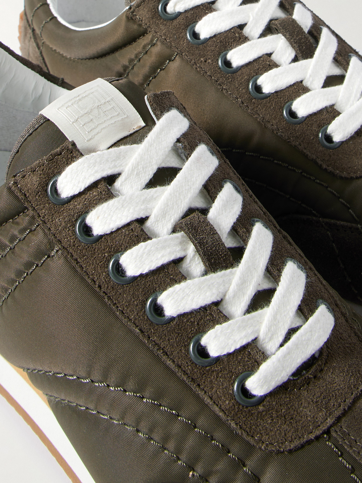 Totême The Sport Suede And Twill Sneakers In Green