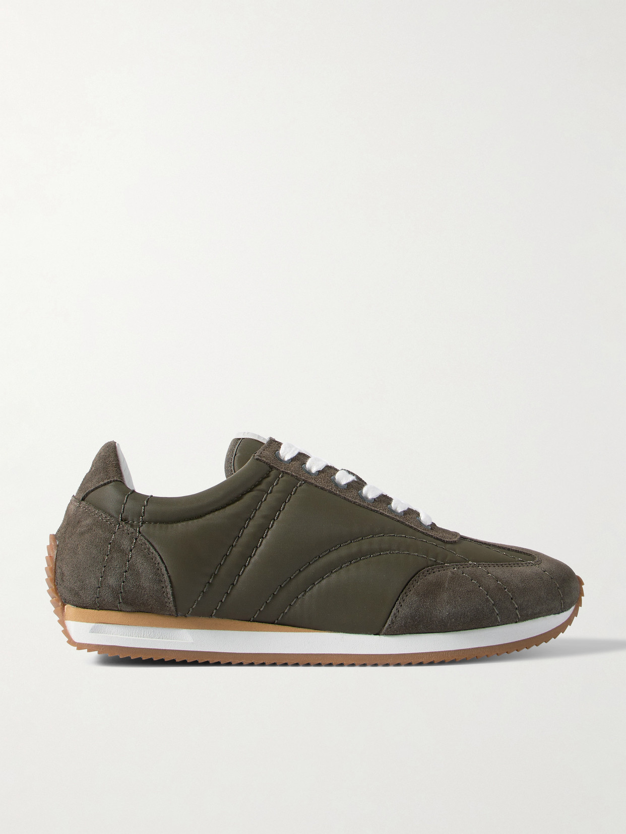 Totême The Sport Suede And Twill Sneakers In Green