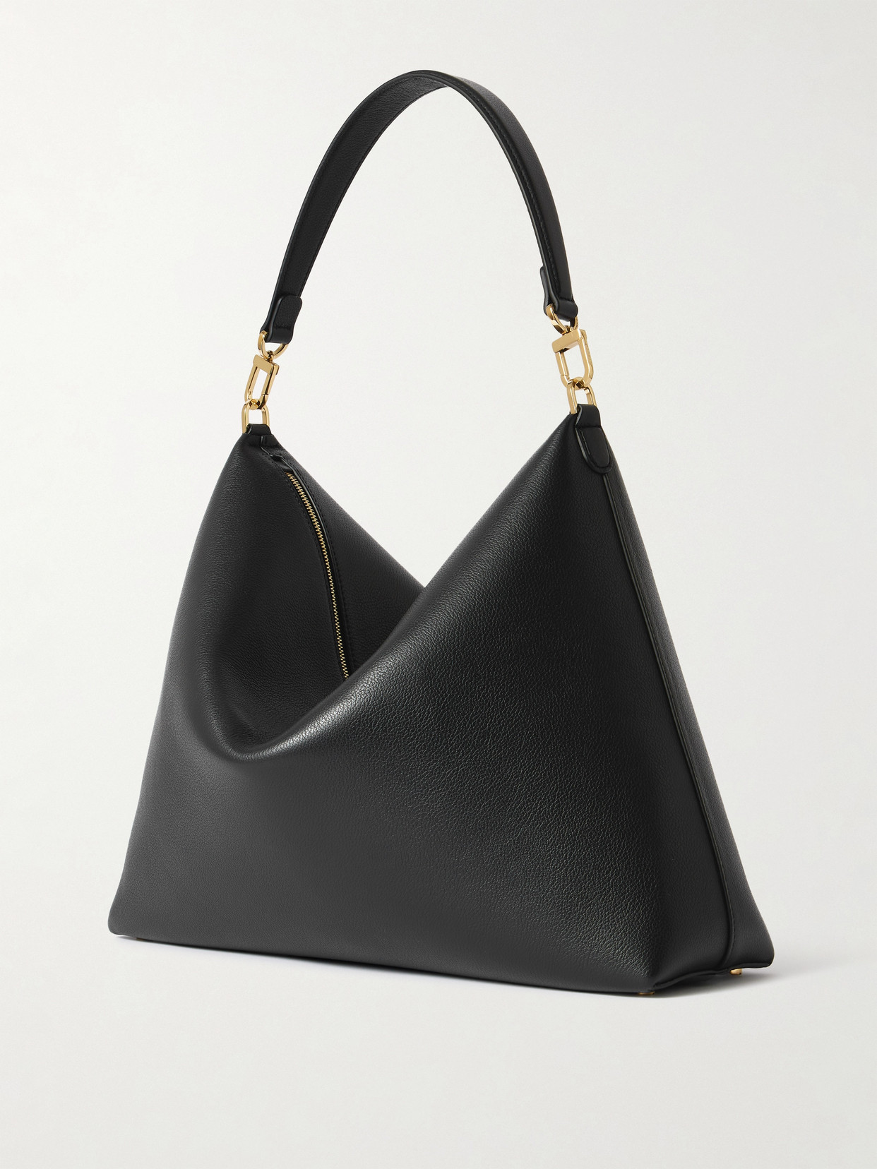 Totême Bevel Medium Textured-leather Tote In Black