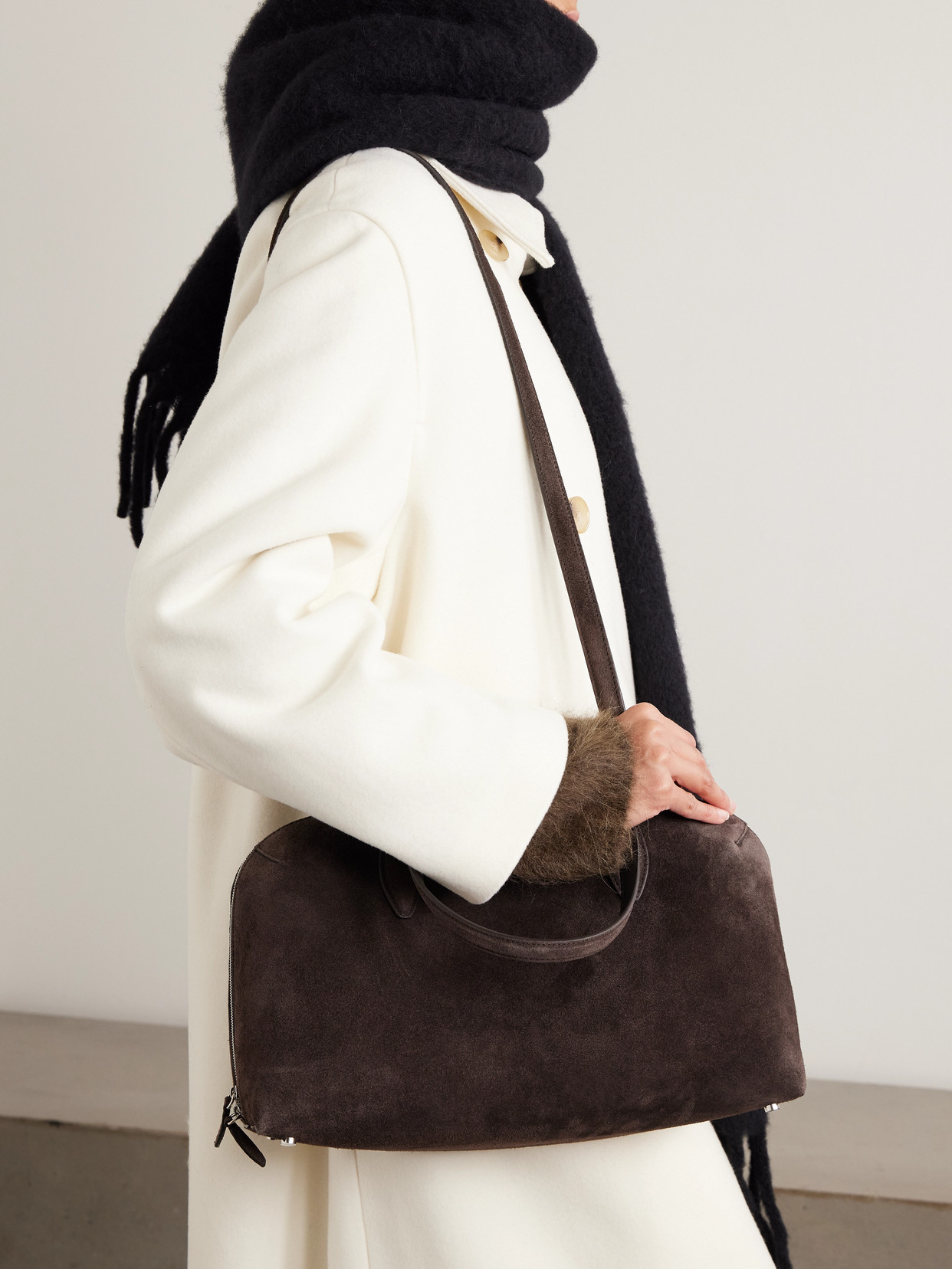 Totême Day Medium Suede Tote In Brown