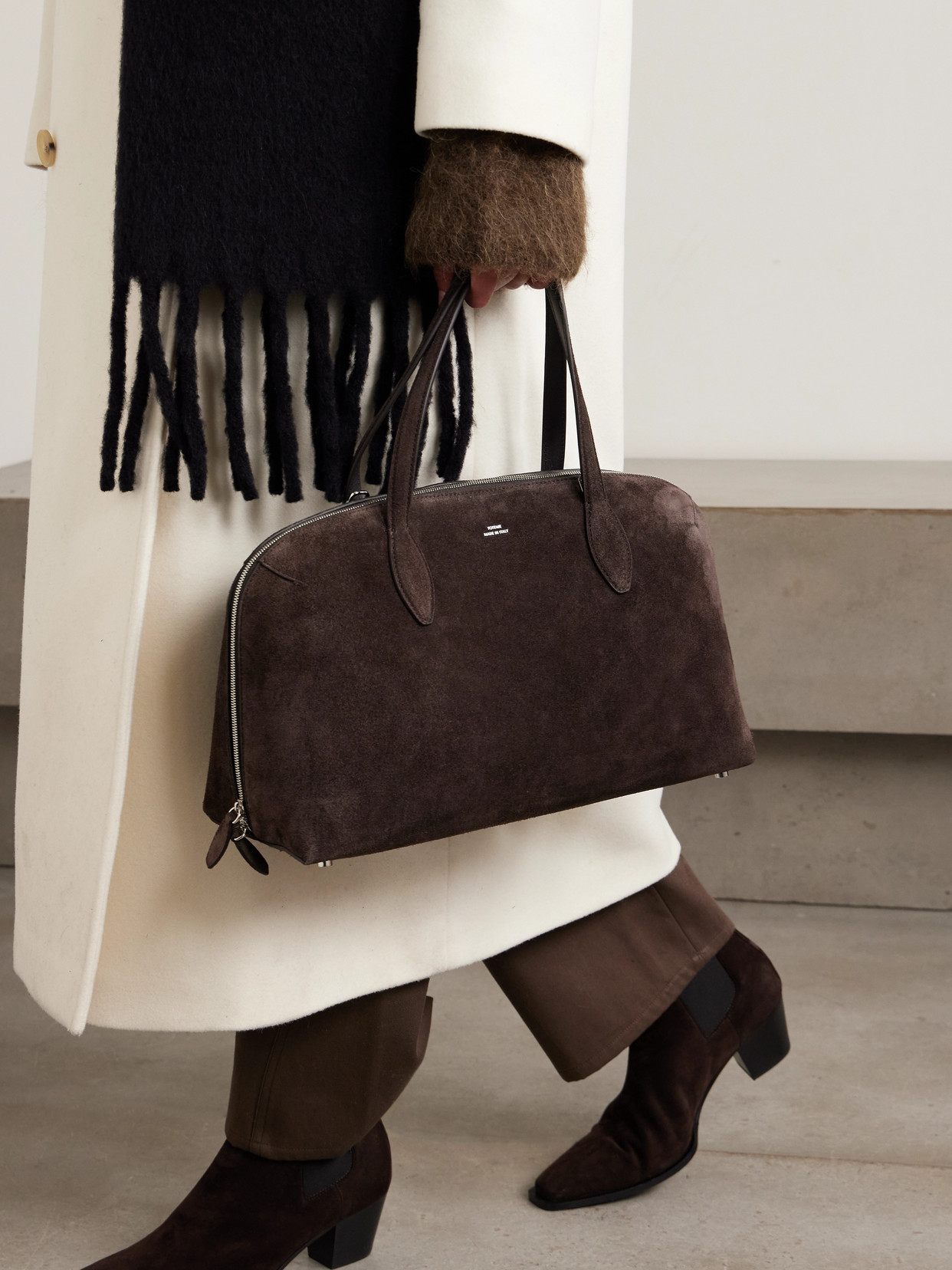 Totême Day Medium Suede Tote In Brown