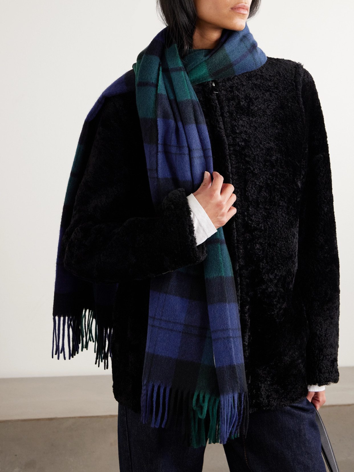 Totême Checked Cashmere And Wool-blend Scarf In Multi