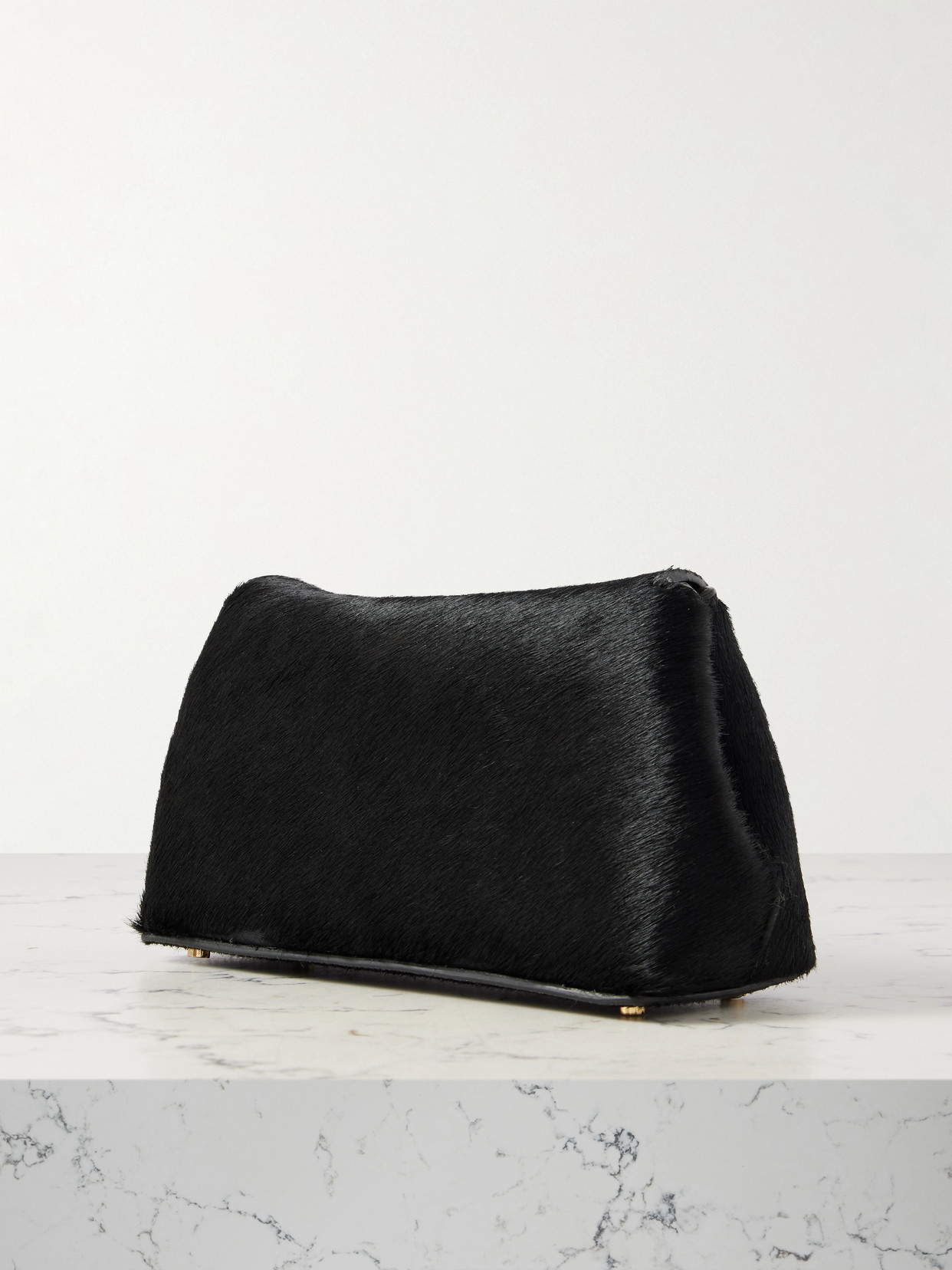 Totême T-lock Mini Calf Hair Clutch In Black