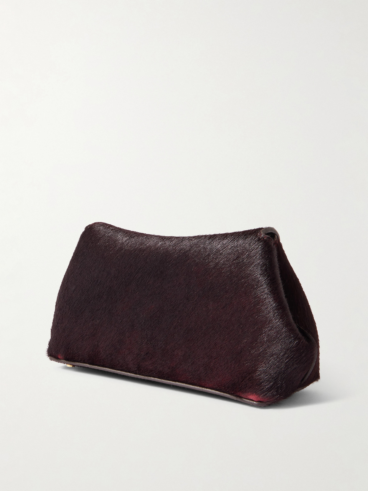 Totême T-lock Mini Calf Hair Clutch In Brown