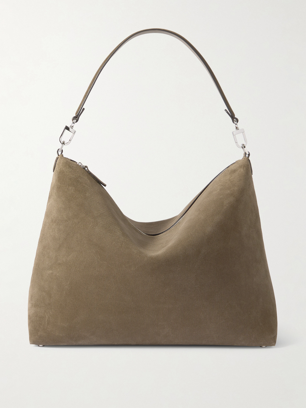 Totême Bevel Medium Textured-suede Tote In Brown