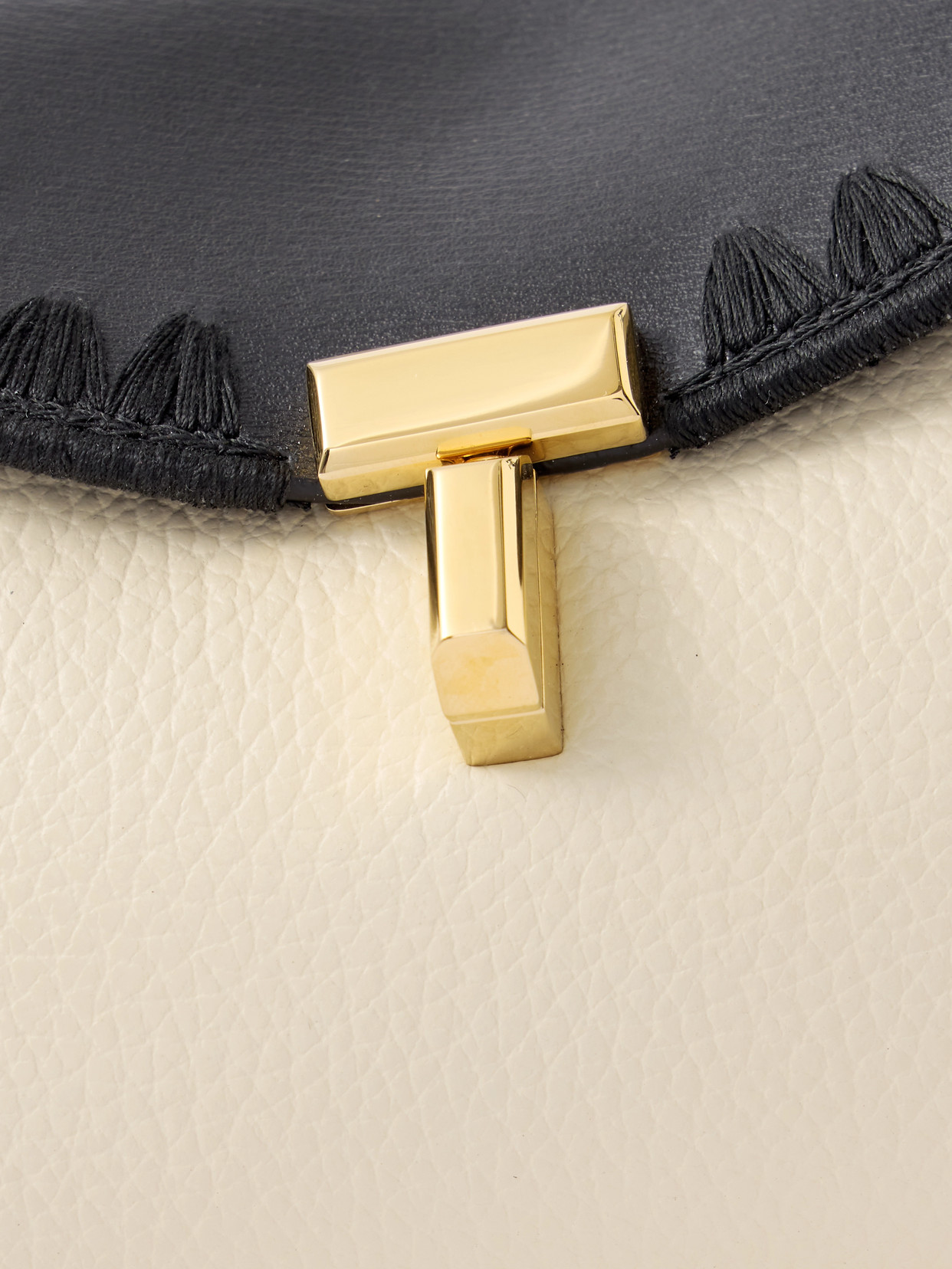 Totême T-lock Mini Embroidered Textured-leather Clutch In Multi