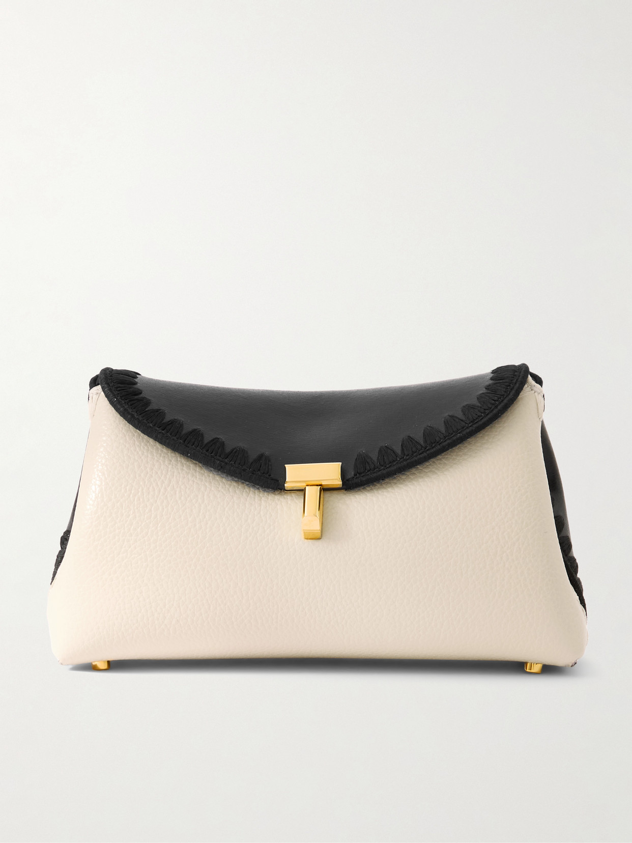 Totême T-lock Mini Embroidered Textured-leather Clutch In Multi