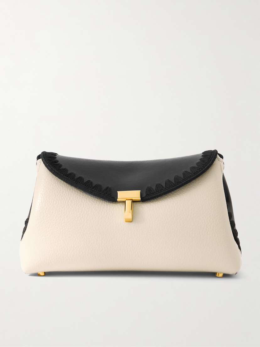 TOTEME T-lock Mini Embroidered Textured-leather Clutch