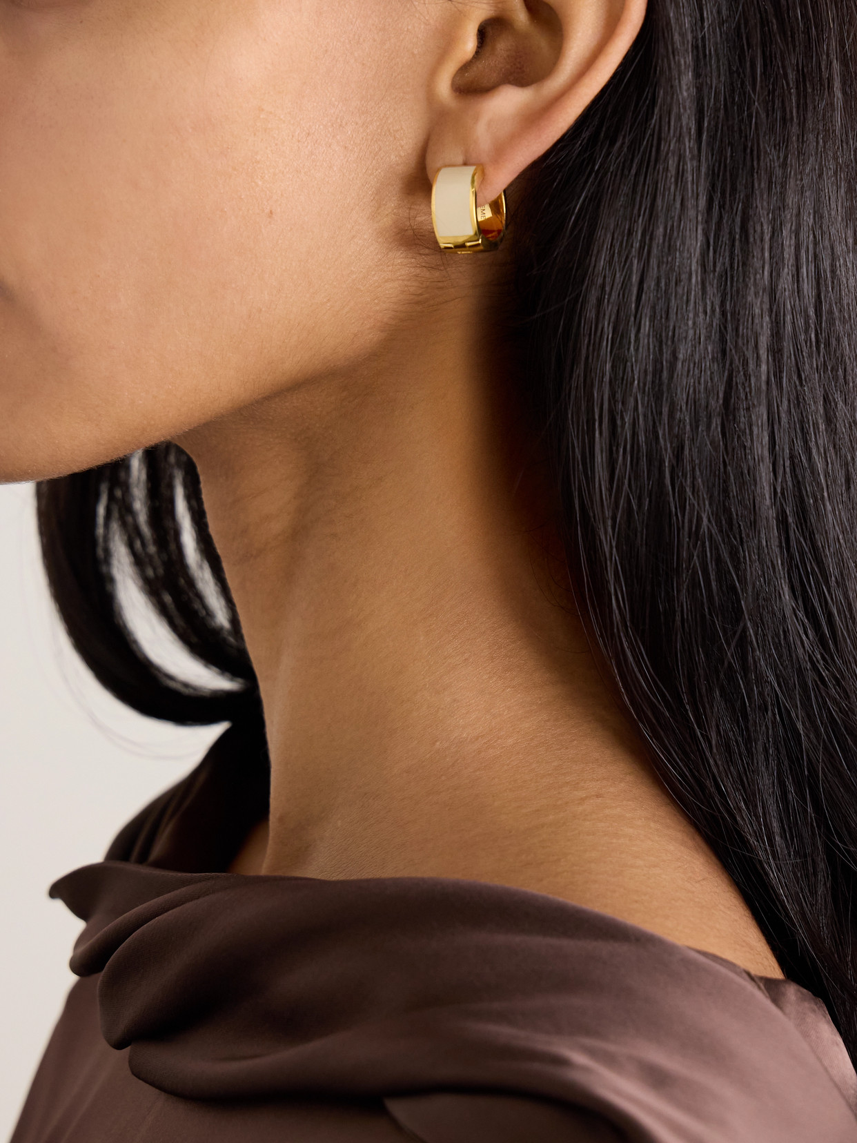 Totême Gold-plated Enamel Hoop Earrings In Gold