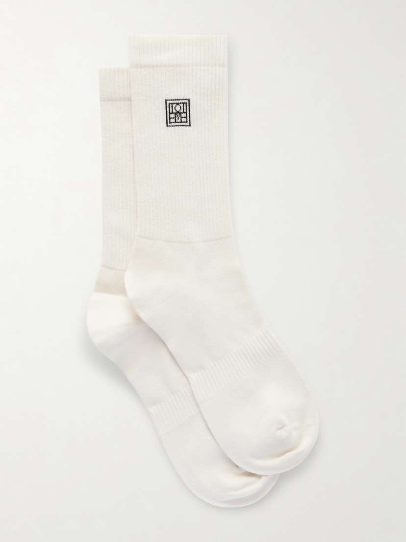 TOTEME Embroidered Ribbed Cotton-blend Socks