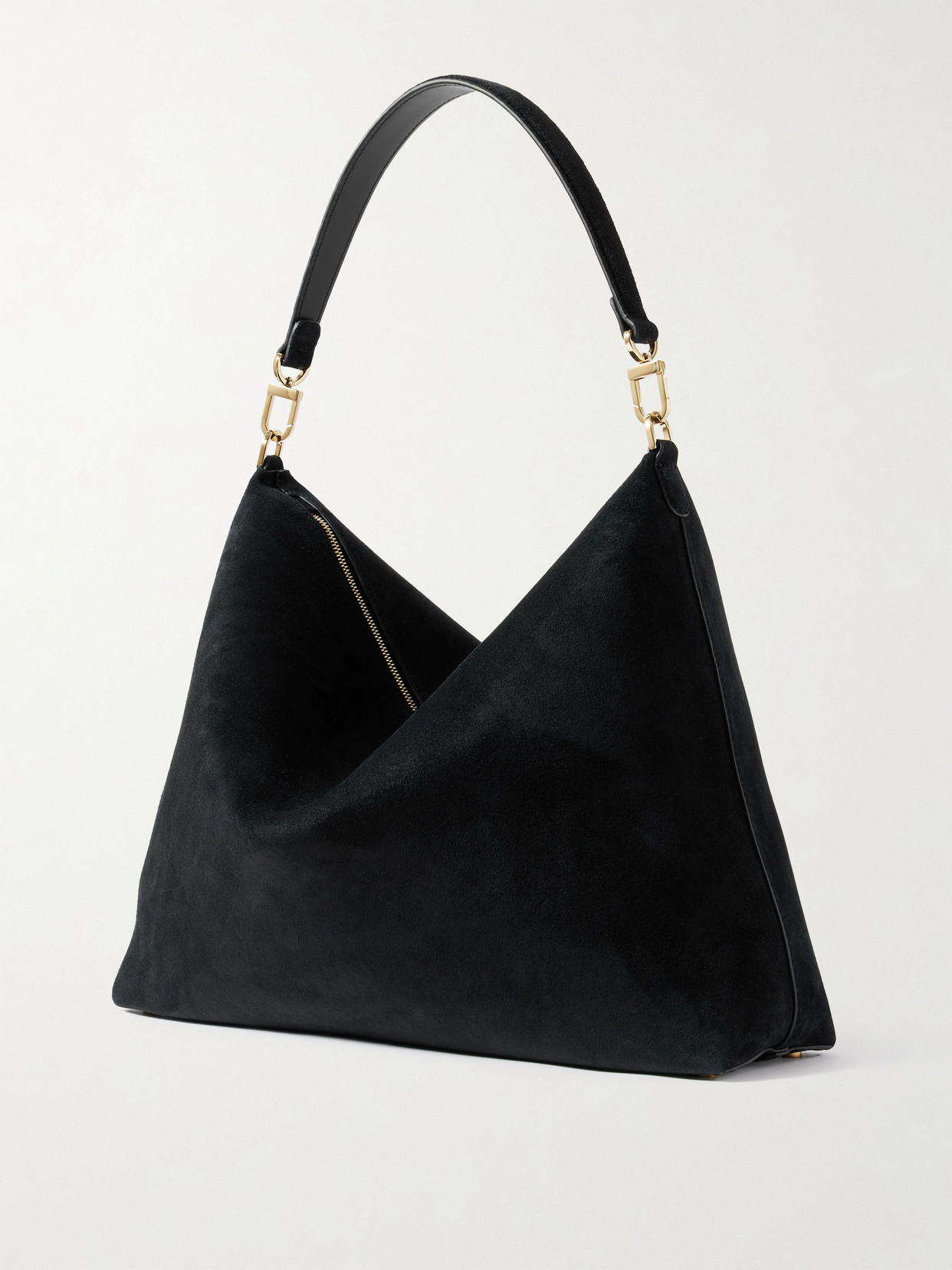 Totême Bevel Medium Suede Tote In Black