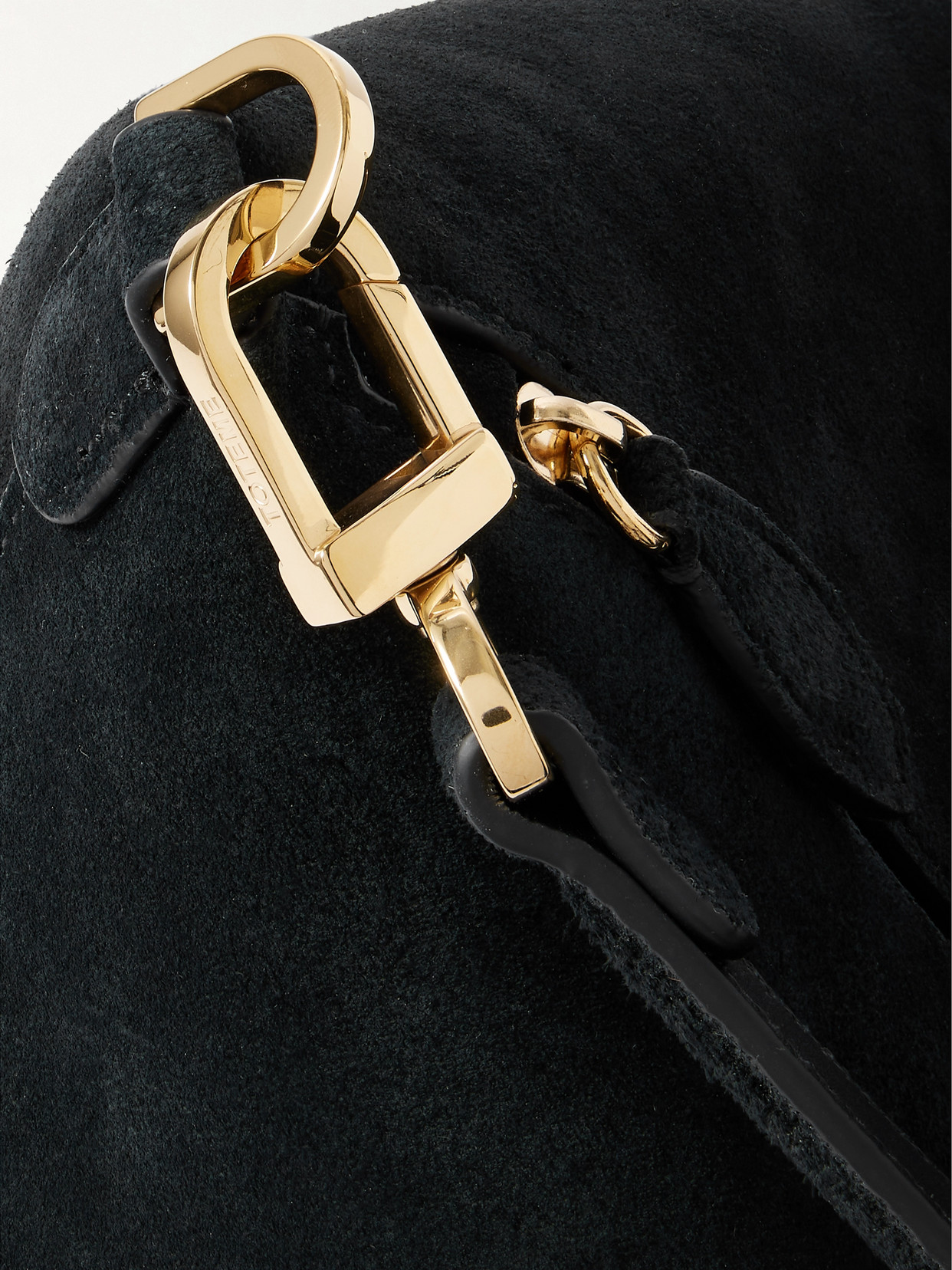 Totême Bevel Medium Suede Tote In Black