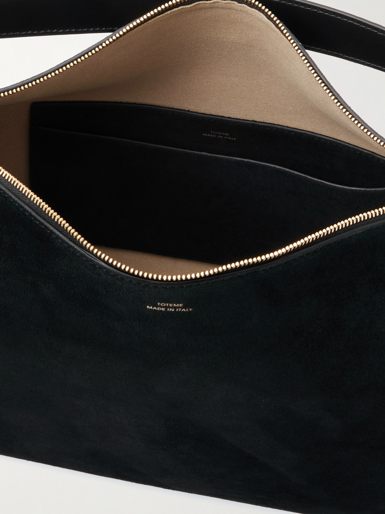 Totême Bevel Medium Suede Tote In Black