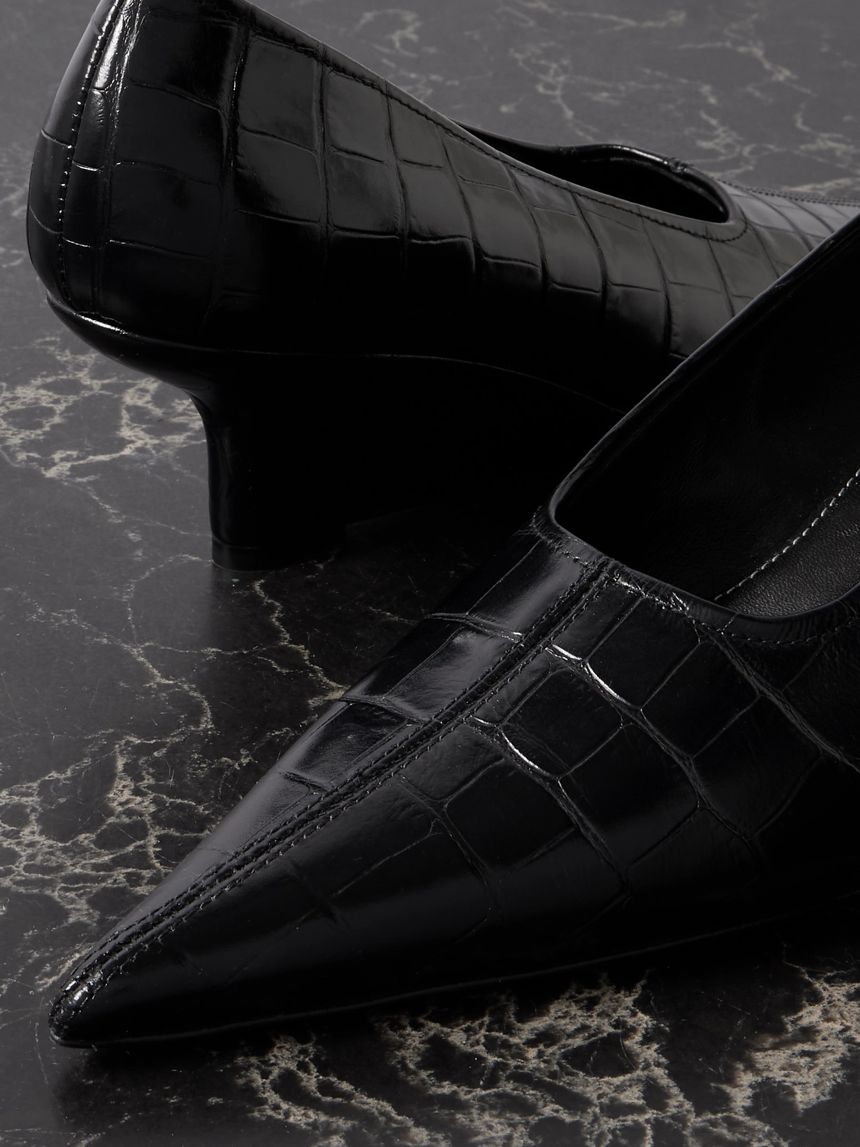 Totême Croc-effect Leather Wedge Pumps In Multi