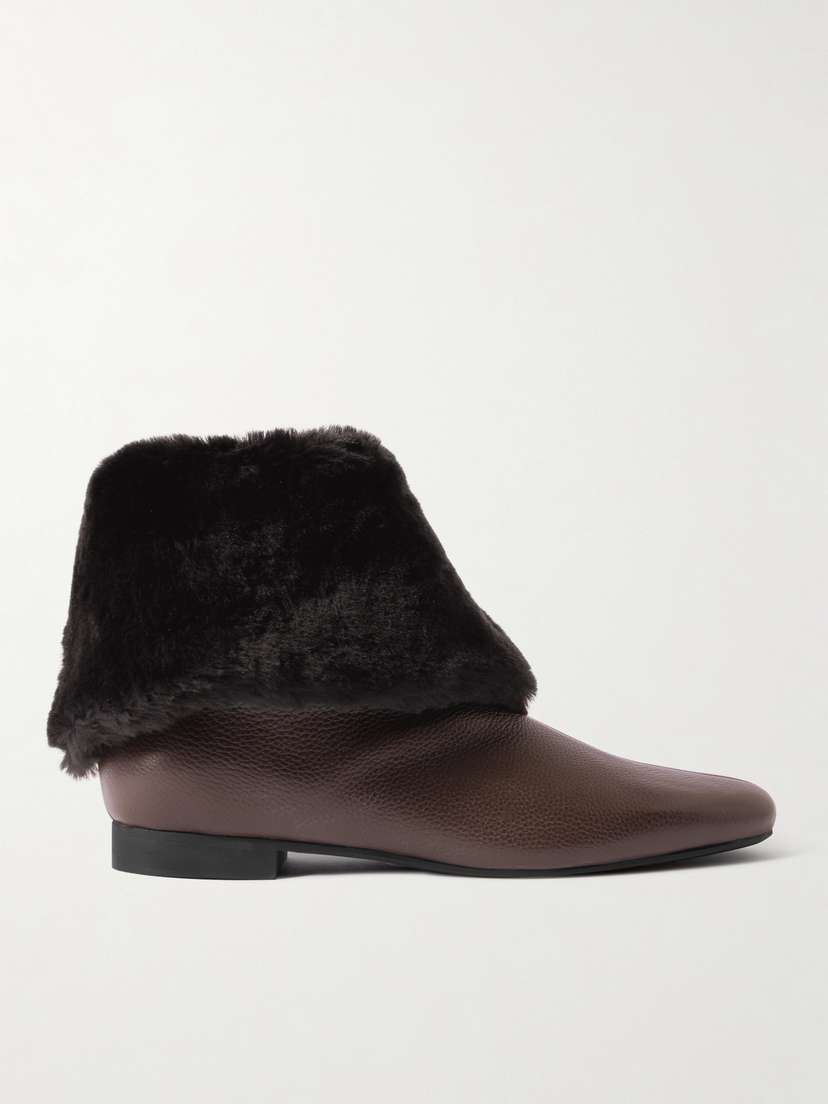 TOTEME Downtown Shearling-trimmed Leather Ankle Boots
