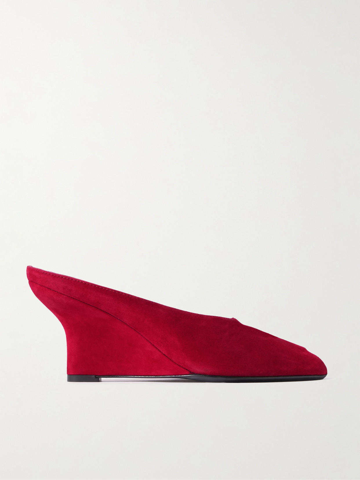 Totême Velvet Wedge Mules In Red