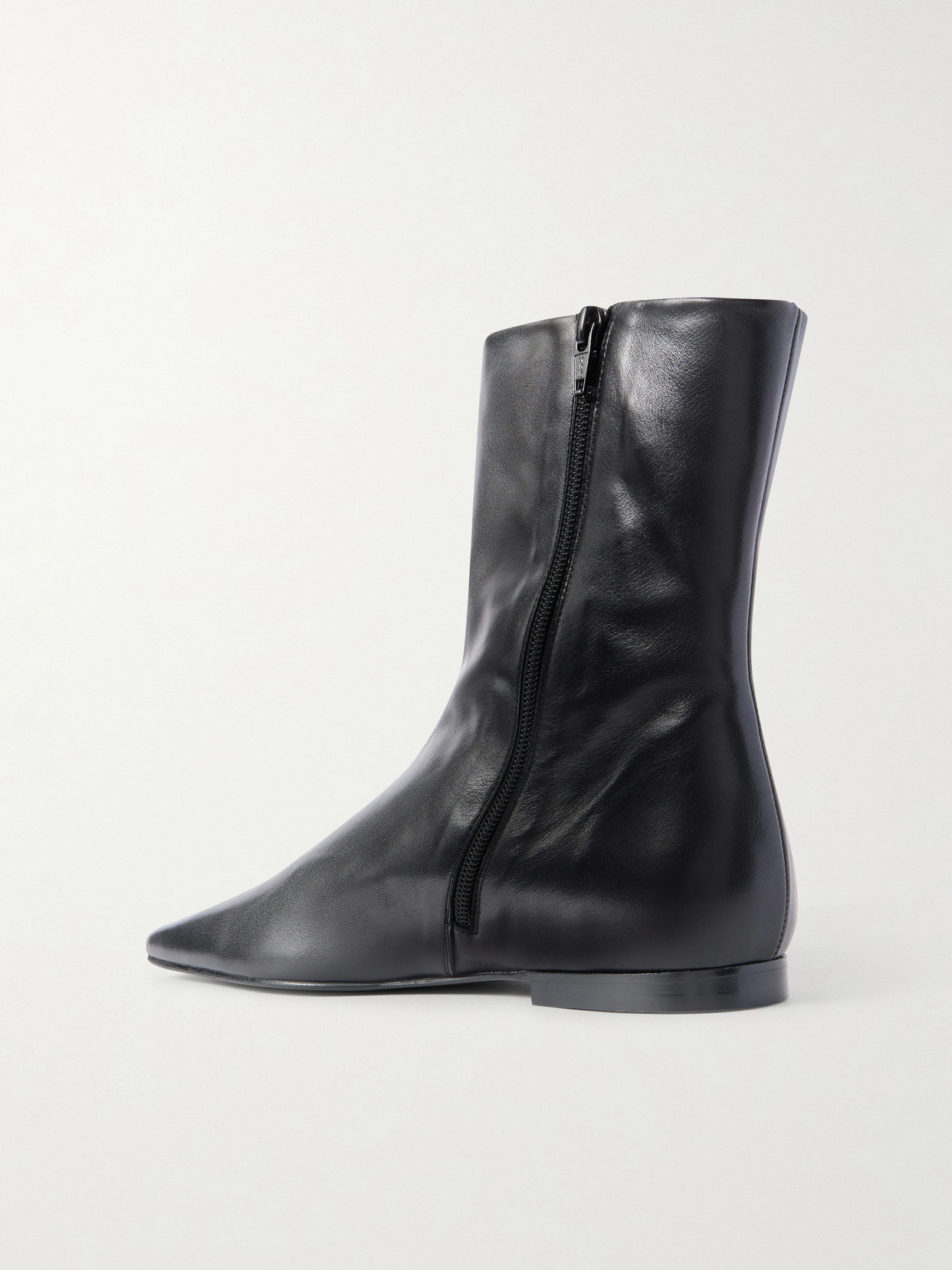 Totême Leather Ankle Boots In Black